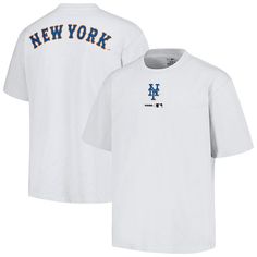 a white new york mets t - shirt with the word ny on it