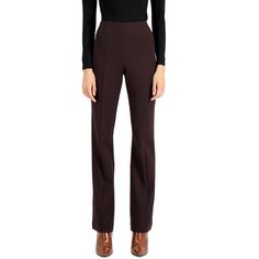 Stretchy And Supportive Pont-Knit Fabric Pairs With A Flattering High Rise On These Pull-On Pants From Inc International Concepts. Approx. Inseam: 33" High Rise; Curvy Fit Through Hips And Thighs; Bootcut Leg Pull-On Style Rayon/Nylon/Spandex Machine Washable Imported Stretch Brown Wide Leg Pants For Workwear, Stretch Brown Full-length Dress Pants, Elegant Wide Leg Pants With Pull-on Style For Fall, Fitted Wide Leg Pull-on Pants For Workwear, Fitted Pull-on Wide Leg Pants For Workwear, Brown Stretch Dress Pants For Fall, Brown Wide-leg Elastane Pants, Fitted Wide Leg Pants For Business Casual Winter, Chic Pull-on Dress Pants For Fall