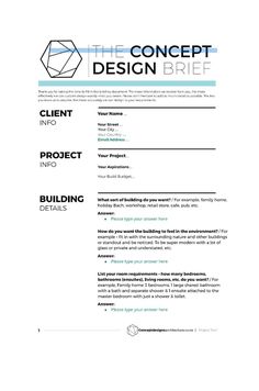 the concept design brief is shown in black and white, with an image of a diamond on