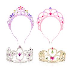 This fabulous four-pack of dress-up crowns and tiaras gives pretend play the royal touch! Designed in consultation with moms (and their little princesses!), the headband tiaras have been painstakingly designed to be pinch-free, the comb-backed crowns won't tangle, and all are made with the very best materials we could find--so they're tough enough to stand up to years of play and look gorgeous for years to come. These glamorous and durable playtime accessories include four unique designs, each w Dress Up Shoes, Jewel Dress, Princess Dress Up, Melissa And Doug, Princess Tiara, Up Costumes, Headband Tiara, Melissa & Doug, Royal Jewels