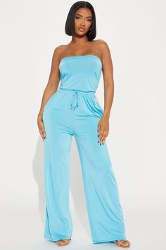 Available In Black, Blue, And Taupe. Jumpsuit Tube Drawstring Waist Pockets Wide Leg Stretch Disclaimer: To Keep The Aesthetic Of This Garment, Please Follow The Care Instructions Carefully. 94% Polyester 6% Spandex Imported | Vicki Jumpsuit in Blue size 2X by Fashion Nova Casual Blue Strapless Jumpsuit, Casual Blue Strapless Jumpsuits And Rompers, Blue Stretch Strapless Jumpsuit For Spring, Blue Strapless Stretch Jumpsuit For Spring, Blue Strapless Jumpsuit For Summer, Blue Strapless Jumpsuit For The Beach, Light Blue Loungewear Jumpsuits And Rompers, Blue Stretch Strapless Jumpsuit For Summer, Blue Strapless Stretch Jumpsuit For Summer