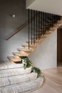 a set of stairs leading up to the second floor