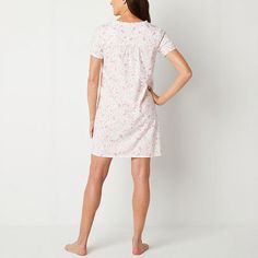 You will love the lightweight feel of this comfy cotton blend short sleeve nightgown!Included: 1 Nightgown(s)Closure Type: Pullover HeadNeckline: Crew NeckSleeve Length: Short SleeveSleeve Style: Cap SleeveApparel Length: 34.5 InchesFiber Content: 60% Cotton, 40% PolyesterFabric Description: JerseyCare: Machine Wash, Tumble DryCountry of Origin: Imported Nightgowns, Trending Now, Night Gown, Scoop Neck, Pajamas, Cotton Blend, Short Sleeves, Womens Shorts