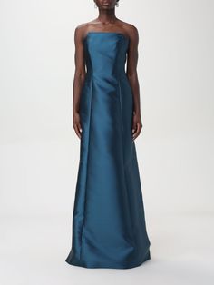 Dress ALBERTA FERRETTI Woman color Teal Albert And Alberta Gator, Alberta Ferretti Dress, Alberta Ferretti Fall 2023, Teal Dress, Flowing Skirt, Alberta Ferretti, Italian Fashion Designers, Fitted Bodice, Woman Colour