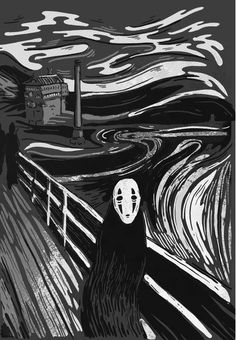 the scream painting is shown in black and white