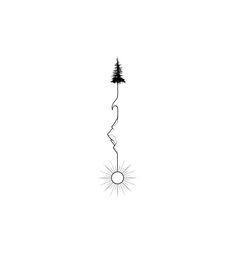 a black and white drawing of a tree on a string