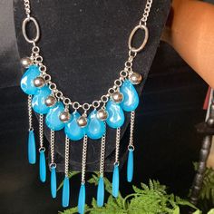 Ready To Ship! Bundle And Save Today! Trendy Blue Dangle Jewelry, Blue Metal Jewelry With Dangling Beads, Blue Dangle Necklaces For Party, Trendy Blue Teardrop Jewelry, Grab N Go, White Topaz Necklace, Turquoise Bar Necklace, Turquoise Bar, Chunky Bead Necklaces