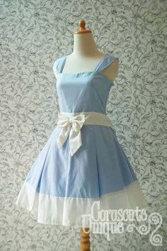 Blue ALICE IN WONDERLAND Dress With Ribbon made by CoruscateUnique, $120.00