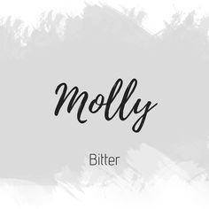 the word mollie written in black ink on a white background with some brush strokes