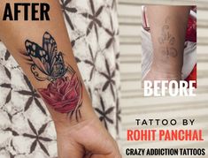 before and after photos of a tattoo by rohit panchal, crazy addition tattoos