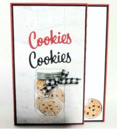 a card with cookies in a jar on it