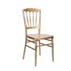 a gold chiavar chair with wooden seat and backrests on a white background