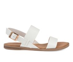 Refresh your closet with the beautiful Lavine sandal by Journee Collection. This classic sandal features a thick two strap design with a cushioned insole for those all-day summer activities. This sandal also showcases a flexible outsole, and the gold buckle completes the design. Faux leather upper,Adjustable buckle closure for a custom and secure fit,Approx. 1/2 inch heel,Open toe,Cushioned footbed for added comfort,Flexible rubber outsole | Women's Journee Collection Lavine Sandals in White Siz Summer Jelly Sandals With Adjustable Strap, Summer Synthetic Jelly Sandals With Adjustable Strap, Summer Sandals With Adjustable Strap In Synthetic Material, Adjustable Strap Open Toe Jelly Sandals, Spring Jelly Sandals With Adjustable Strap, Summer Double Strap Synthetic Sandals, Synthetic Double Strap Sandals For Summer, Double Strap Synthetic Sandals For Summer, Adjustable Strap Jelly Sandals For Summer