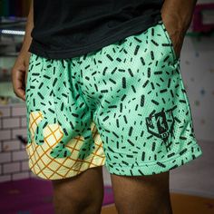 Ice Cream Youth Shorts - Mint – Baseball Lifestyle 101 Green Swim Trunks With Built-in Shorts For Summer, Fun Green Summer Shorts, Summer Athletic Shorts With Built-in Shorts For Streetwear, Fun Green Beach Shorts, Green Sporty Swim Trunks For Summer, Playful Green Shorts For Vacation, Casual Green Swim Trunks For Summer, Playful Summer Shorts With Elastic Waistband, Playful Green Vacation Shorts