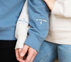 Matching Hoodies For Couples, Clothes Embroidery Diy, The Moon And Stars, Matching Hoodies, Embroidery Hoodie, Couples Sweatshirts, Matching Sweatshirts, Embroidery On Clothes, 자수 디자인