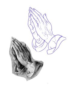 an image of two praying hands drawn in pencil