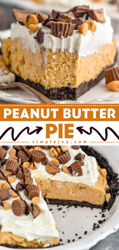 This Peanut Butter Pie is going to be your family’s favorite tradition. Make this delicious pie for holidays and celebrations and watch everyone fall in love. Deserts Recipes Pie, Easy Pie Thanksgiving, The Best Peanut Butter Pie, Thanksgiving Peanut Butter Desserts, Recees Peanut Butter Pie, Best Thanksgiving Pies Recipes, Pioneer Woman Peanut Butter Pie