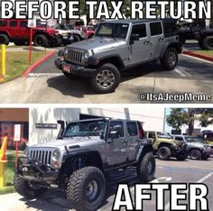 the before and after pictures of a jeep