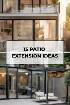 15 ideas for extending your patio shown with modern and stylish examples. Diy Patio Extension, Patio Extensions, Patio Extension Ideas, Patio Extension, Curved Patio, Multi Level Deck, Folding Glass Doors, Floating Deck, Wooden Gazebo