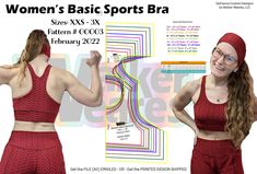 Women's Sports Bra Activewear -  Sewing Pattern - Walker Weares, LLC Pattern #0003 Pick 1 of 2 options: - 1.) A0 size .pdf pattern (this is emailed to you and will be a computer file) - 2.) Fully printed A0 size pattern. This is printed on a high grade pattern paper and is in full color. You will receive this by USPS mail.  Other formats to be available soon.  Sizes: XXS - 3X  Pattern NOT for resale  By buying this pattern, you are granted the rights to sew the garment and sell a finished garment. Resale of pattern is prohibited. Activewear Pattern, Computer File, Pattern Drafting, Womens Basic, Sport Bh, Sport Bra, Size Pattern, Pattern Paper, Pdf Pattern