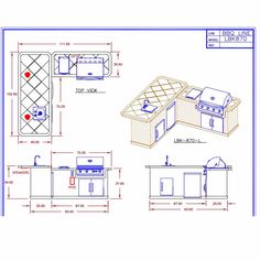 a blueprint drawing of a kitchen with an oven and sink