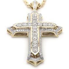 The Zeke Pendant A bold expression of faith, this amazing cross is a treasured symbol. Fashioned with lab grown diamonds totaling 6.00 carat, with a color ranking of I-J and a clarity of VS-SI. This 3 dimensional religious symbol is created in 14K yellow gold and is suspended on a rope chain with a lobster clasp. This item is Sku number 454801 An IGL certificate can be requested, please allow the Lab time for certifying, a possible 2 weeks for shipping. We will ship sooner when possible. If you White Lab, Religious Symbols, Diamond Cross, Yellow Gold Pendants, Earth Friendly, Rope Chain, Diamond Pendant, Custom Creations, Diamond White