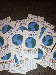 six earth day cards with the words happy earth day written on them