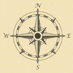 a compass is shown with the letter s in it's center and an arrow at the bottom