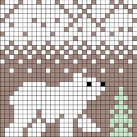 a cross stitch pattern with an image of a polar bear and a tree on it