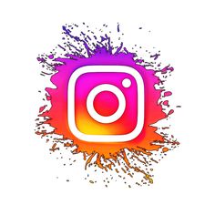 the instagram logo is splattered with paint