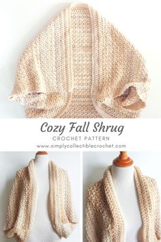 a crochet pattern for a cozy fall shrug