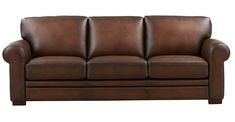 a brown leather couch on a white background