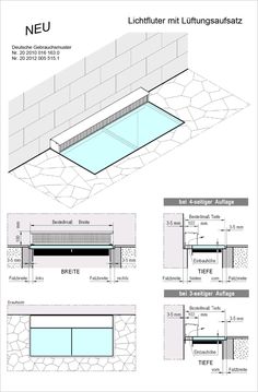 an architectural drawing shows the different sections of a wall and floor area, with measurements for each