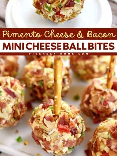 An easy New Year appetizer that's fun to eat! Your game day menu must also have this pimento cheese ball recipe with bacon, pecans, and jalapeños. Speared with pretzel sticks, these mini cheese ball bites are a fun addition to your game day menu! Mini Cheese Ball Bites, Pimento Cheese Appetizer, Bacon Cheeseball, Cheese Ball Recipes Easy, Cheese Ball Bites, Homemade Pimento Cheese, Pimento Cheese Recipes, Christmas Cocktail, Cheese Ball Recipes