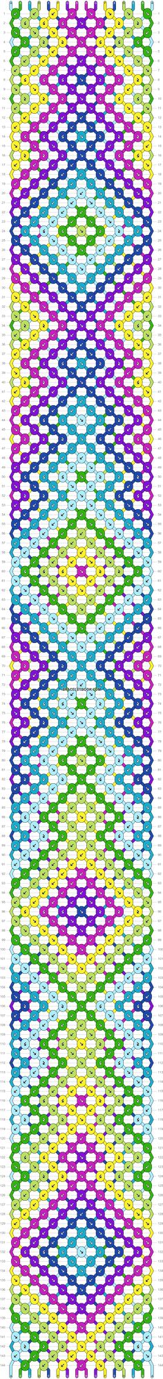 an image of a cross stitch pattern in purple, green, blue and pink colors