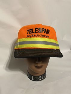 Vintage 90s Telespar Construction Worker Cap Hat Orange Reflective Made In USA. In great condition, fast shipping Capital R, Construction Worker, Clothing Design, Inspired Fashion, Design Inspo, Vintage 90s, Caps Hats, Made In Usa, Style Inspiration