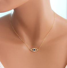 BEST SELLER Gold Filled Evil Eye Necklace Women Blue Rose Gold Sterling Silver Evil Eye Charm Pendant Necklaces 14kt Gold Jewelry, Gold Evil Eye Necklace, Crystals Pendant, Clean Sterling Silver, Evil Eye Necklace Gold, Jewelry Set Design, Jewelry Blue, Pendent Necklace, Gold Eyes