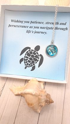 Keep calm and love Sea Turtles - This Sea Turtle Charm Necklace features a cool turtle charm and sterling silver chain and a message gift box. This turtle necklace is the perfect gift for anyone who loves the sea or the beach. The turtle charm is made of high-quality silver. This makes an excellent gift for yourself or your friends and family members who love to collect turtles, ocean life, or beach-themed jewelry. This exquisite 18" snake chain necklace comes with a turtle charm and a white gif Blue Personalized Inspirational Jewelry, Personalized Ocean-inspired Jewelry Gift, Ocean-inspired Pendant Charm Necklace As Gift, Silver Inspirational Necklace For Her, Inspirational Adjustable Charm Necklaces As Gift, Inspirational Silver Necklace Gift For Her, Inspirational Silver Necklace For Her, Adjustable Inspirational Charm Necklaces As Gift, Adjustable Inspirational Charm Necklace For Gift