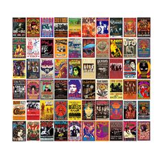 a collage of various concert posters from the 1970's and early 1990s's