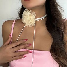 46945497645344 Flower Choker Necklace, Y2k Accessories, Flower Choker, Neck Accessories, Choker Style, Velvet Lace, Romantic Roses, Pattern Flower, Club Wedding