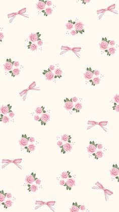 pink roses and bows on a white background