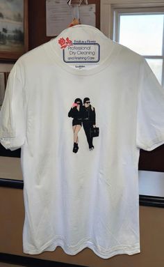 Fully embroidered T shirt of the two main characters of the classic movie, 'My Cousin Vinny' 100% Cotton shirt Embroidered in USA using high quality Polyneon thread. *Youth sizes available upon request*  IG is @KrayZ.Threads Casual T-shirt With Embroidered Graphics For Fans, Casual Embroidered Graphics T-shirt For Fans, Fitted Casual T-shirt With Embroidered Graphics, Trendy Cotton Top With Front And Back Print, Fitted Cotton T-shirt With Character Print, My Cousin Vinny, Embroidered T Shirt, My Cousin, Embroidered Tshirt