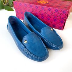 Tory Burch Blue Loafers. “Arianna Drivers- Light Patent Calf” Brand New In Original Box With Dust Bag. No Flaws. Size: 7 Willing To Accept Reasonable Offers Blue Slip-on Moccasins, Blue Flat Slip-on Moccasins, Blue Slip-on Flat Moccasins, Blue Leather Flat Moccasins, Blue Slip-on Moccasins For Work, Blue Slip-on Moccasins For Spring, Blue Slip-on Flat Loafers, Blue Slip-on Loafers With Flat Heel, Blue Moccasins For Spring With Flat Heel