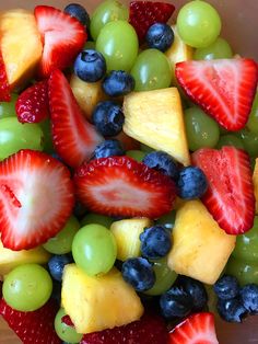 the fruit salad is prepared and ready to be eaten