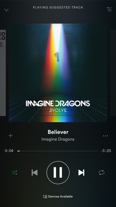 an audio player with the caption imagine dragon's above it and below it