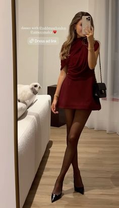 insta: kateehutchins Cute Professional Outfits, Dress With Stockings, Winter Outfit Inspiration, Church Outfits, Professional Outfits, Black Tights, Fall Looks, Fall Winter Outfits, Evening Wear