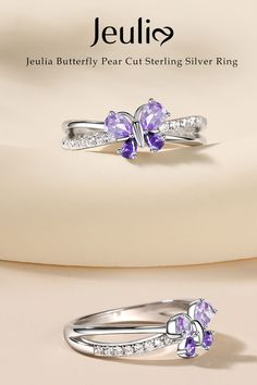 Like a tiny butterfly gracefully perched upon your finger, its wings shimmering with the brilliance of pear-shaped gems. Tiny Butterfly, Pear Cut, Cocktail Rings, Pear Shaped, Sterling Silver Ring, Silver Ring, Pear, Bespoke, Custom Design