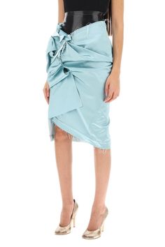 65% Cotton, 35% Silk Elegant Draped Pencil Skirt For Spring, Luxury Silk Skirt For Spring, Luxury Silk Skirt For Party, Elegant Spring Draped Pencil Skirt, Luxury Silk Party Skirt, Designer Silk Skirt, Luxury Party Skirt For Spring Season, Luxury Party Skirt For Spring, Margiela Artisanal 2024