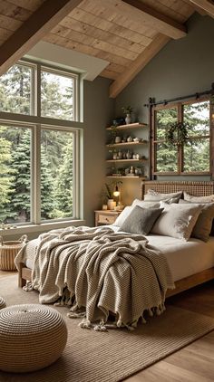 Dark Green Bedroom Pine Grove Green, Muted Decor, Rustic Ideas