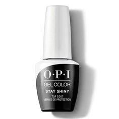 Stay Shiny GelColor Top Coat offers 3 weks of high-gloss finish to protect OPI GelColor gel nail polish. OPI's classic tried and true top coat formula, now in new enhanced packaging. GelColor gel nail polish top & base coats now feature white caps with texture and grip, so that salon professionals can easily identify and open them. 100% Gel Technology for high gloss shine. Gel nail polish top coat cures in 30 seconds under OPI LED Light. Available to professional nail technicians only. Made in t Nail Polish Opi, Gel Lamp, Top Base, Gel Top Coat, Opi Nail Polish, White Caps, Nail Technician, Nail Supply, Professional Nails